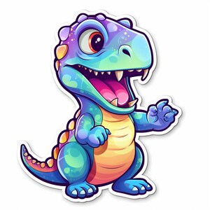 Süßer Dino Sticker – Bunter Cartoon Dinosaurier Aufkleber für Kinder Laptop Flasche Journal – Geschenkidee für Dino Fans