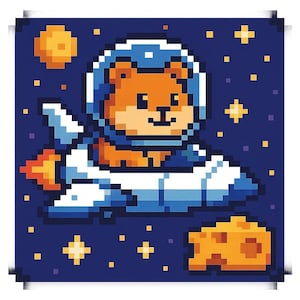 Hámster en el transbordador espacial en una misión de queso – Divertida pegatina de dibujos animados – Resistente a la intemperie – Regalo para fanáticos de los animales, el espacio y el humor
