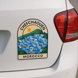 Adesivo per auto Chefchaouen – Destinazione di viaggio della città blu del Marocco – Adesivo Oriental Vanlife per auto e camper