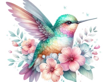 2x Hummingbird Stickers Watercolor Stickers with Tropical Bird Motif Wall Decal Car Sticker Decoration Gift Idea for Nature Lovers Bird Lovers