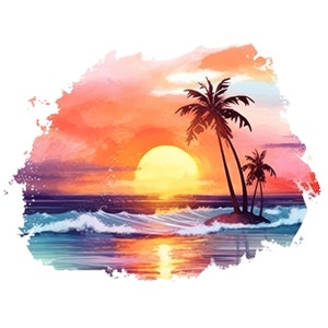 Strandsonnenuntergang Aufkleber Personalisierbar Outdoor Vinyl Sticker