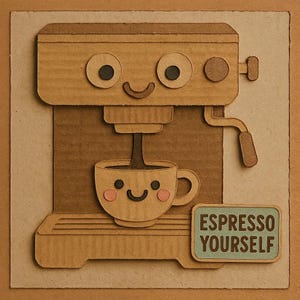Autocollants Espresso Yourself | Autocollant de café amusant avec machine à café | Conception de barista nerd | Cadeau pour les amateurs de café