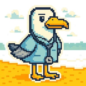 Gaviota con estetoscopio como médico de playa – Pegatina divertida de dibujos animados – Resistente a la intemperie – Regalo para amantes de la costa, los animales y el humor