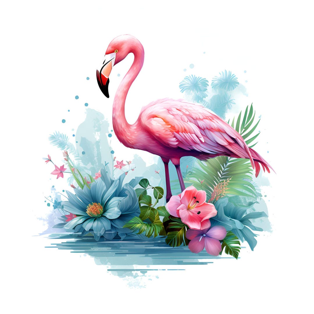 Flamingo Sticker Watercolor Sticker With Tropical Bird Motif Wall ...