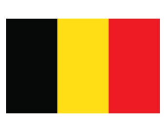 May include: The flag of Belgium, a horizontal tricolour with black, yellow, and red stripes.