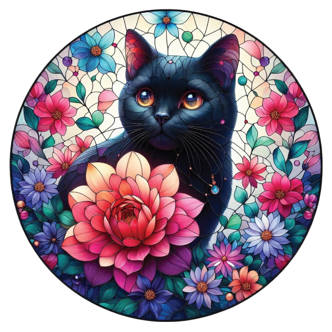 Wall Sticker Cat Made of Stained Glass Wall Sticker Vinyl Sticker Made ...