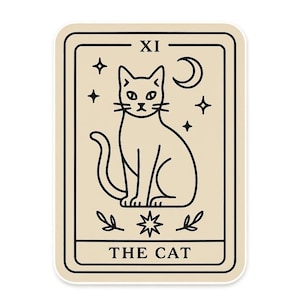 Adesivo de Tarô O Gato | Adesivo de carta de tarô de gato místico | Design Animal Espiritual | Ideia de presente para nerds de bruxa