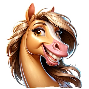 Laughing horse face wall sticker, funny horse mural, decorative horse poster, horse art, wall decoration, humorous animal motif