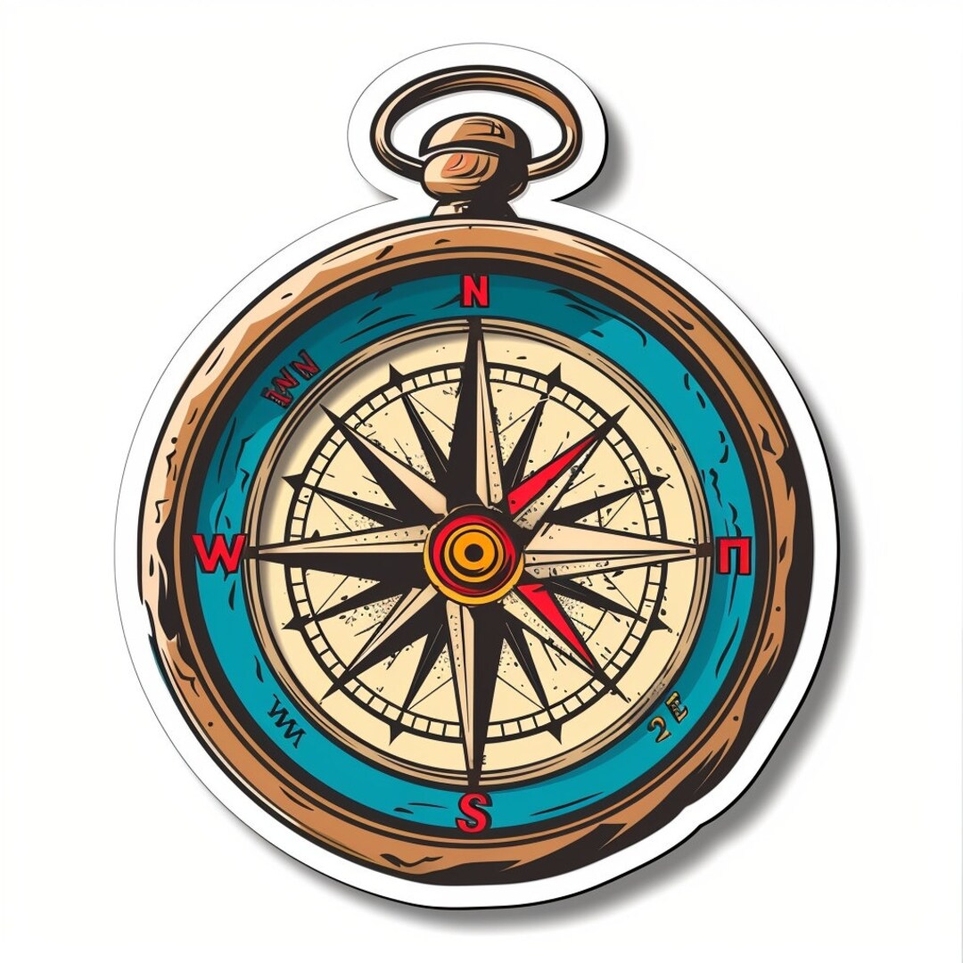 Beautiful Watercolor Compass Sticker Nautical Sticker for Car Laptop ...