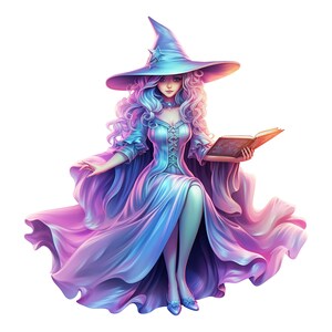 Magische heks sticker auto sticker muursticker cartoon tovenares boek schattige decoratieve waterdichte fantasie sticker