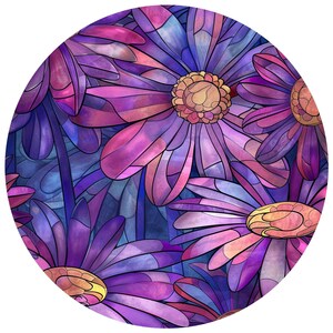 Car Sticker Daisy Stained Glass Sticker Floral Flower Motif Vinyl Decal for Car Laptop Window Decor Colorful Romantic