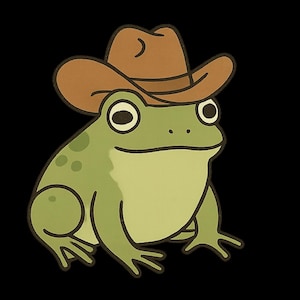 Adesivo per esterni con rana e cappello da cowboy, in vinile resistente ai raggi UV, realizzato con pellicola di alta qualità Orafol, adesivo per auto, adesivo per laptop
