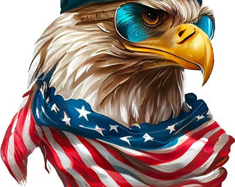 Eagle USA Sticker – Patriotic Sticker with Flag & Sunglasses – Cool American Eagle Wall Sticker Car Decoration