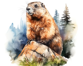 Marmot sticker, cute Alpine animal sticker for car, window, laptop, wall decal, gift idea, nature decor, Alpine motif, comic design