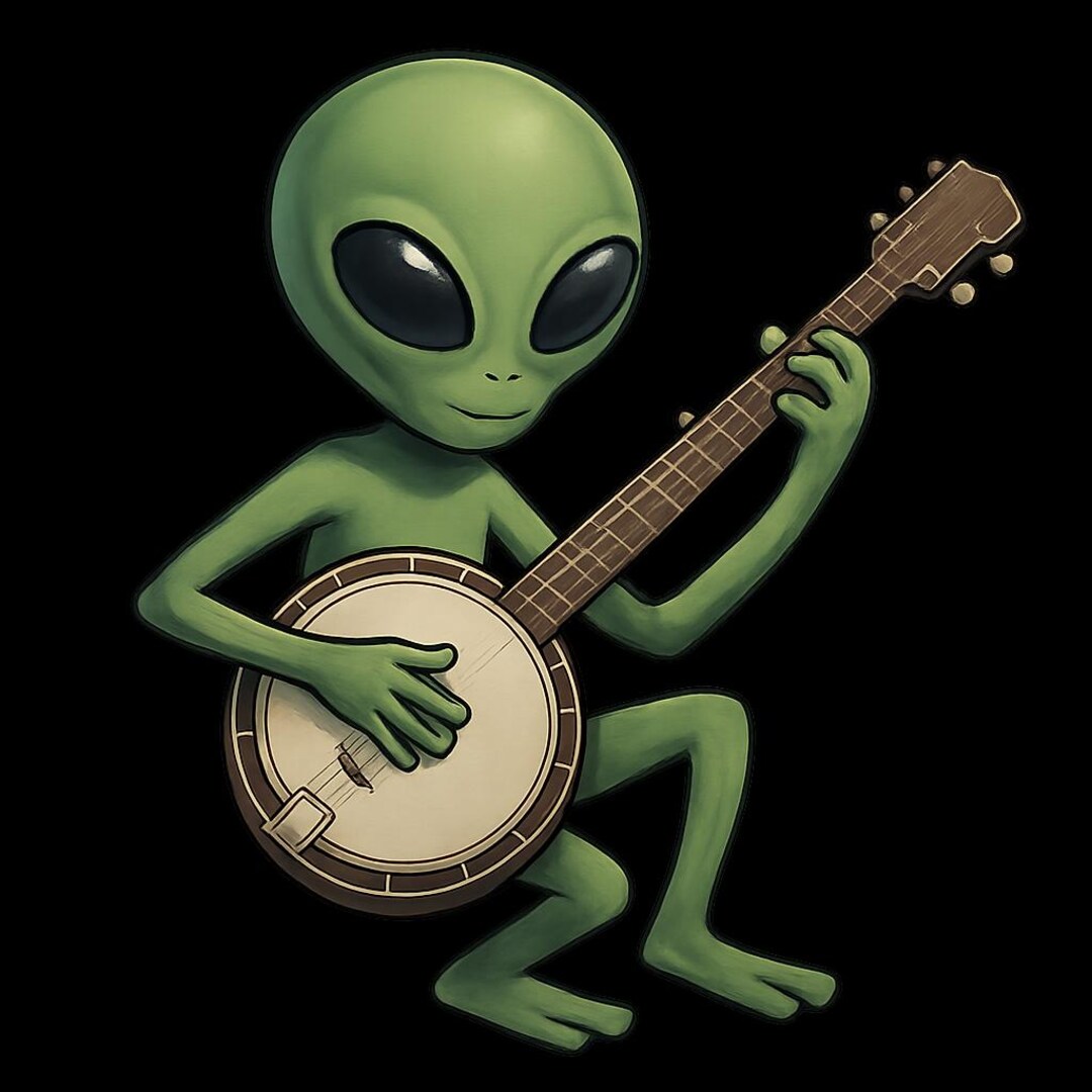 2X Alien Playing Banjo Sticker Outdoor Uv-resistant Vinyl Sticker Made ...