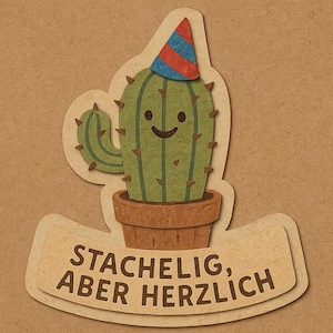 Cactus con cappello da festa – con la scritta "Pungente ma robusto" – Adesivo divertente per auto – resistente alle intemperie – regalo per gli amanti delle piante e dell'umorismo