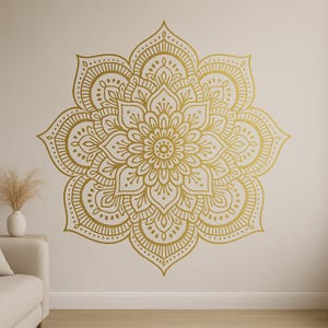 Prachtige gouden mandala muursticker Elegant boho-motief als sticker voor op de muur, camper, laptop, cadeau voor mindfulness