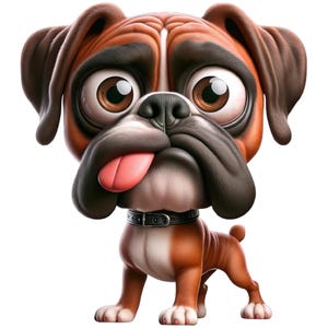 Pegatina de pared divertida de perro boxer | Pegatina de perro de dibujos animados con lengua | Decoración de mascotas | Regalo para los amantes de los perros | Habitación infantil y oficina