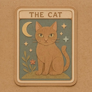 Adesivo de Tarô O Gato | Adesivo de carta de tarô de gato místico | Design Animal Espiritual | Ideia de presente para nerds de bruxa