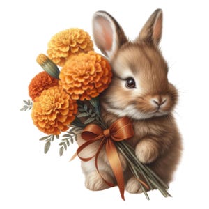 Cute Rabbit with Flowers – Boho Animal Car Sticker – Funny Nature Sticker for Car, Laptop & Decoration