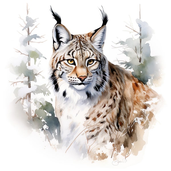 Autoaufkleber Sticker Luchs im Winterwald Aufkleber Wetterfester Outdoor Vinyl