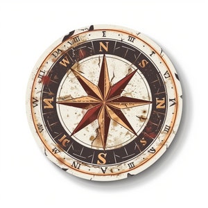 Pegatina de brújula vintage con diseño de rosa de los vientos, pegatina de pared retro para coche, decoración de aventuras, regalo para amantes de los viajes y exploradores.