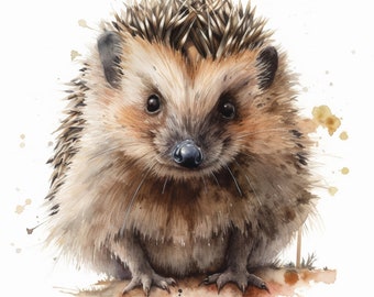 Hedgehog Sticker Watercolor – Cute forest animal sticker with baby hedgehog as autumn decoration for nature lovers and loving animal illustration