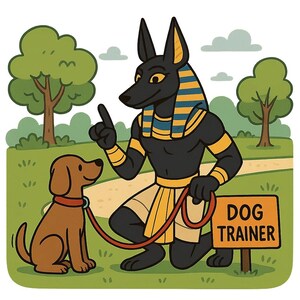 公園で犬のトレーナーを務めるアヌビスのステッカー2枚セット。屋外用UV耐性ビニールステッカー。オラフォルの高品質フィルム製。車用ステッカー。