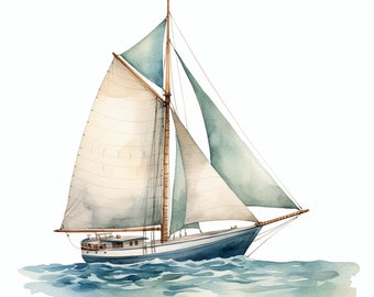 Watercolor Sailboat Sticker Customizable Outdoor Vinyl Sticker