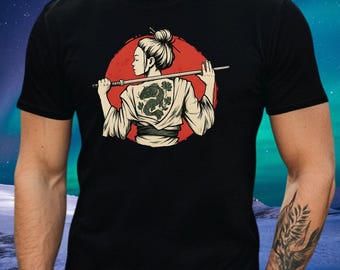 Camiseta premium para hombre Samurai Girl de algodón. Camiseta informal estampada de alta calidad con un motivo único en varias tallas, desde la S hasta la 5XL.