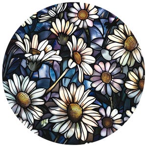 Car Sticker Daisy Stained Glass Sticker Floral Flower Motif Vinyl Decal for Car Laptop Window Decor Colorful Romantic