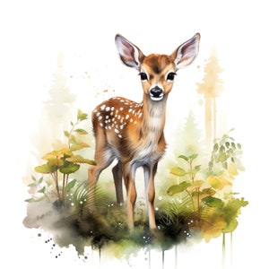 Naklejka akwarelowa Baby Deer Fawn z personalizowaną zewnętrzną naklejką winylową