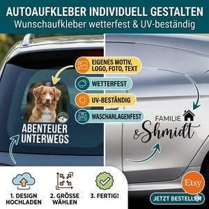 Anpassade bilklistermärken | din egen design, logotyp, foto, text | väderbeständiga och UV-beständiga klistermärken | bakruta/karosseri