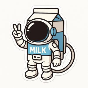 Milk carton as astronaut sticker – funny car sticker – weatherproof, spacey – gift for sci-fi fans, children and milk lovers