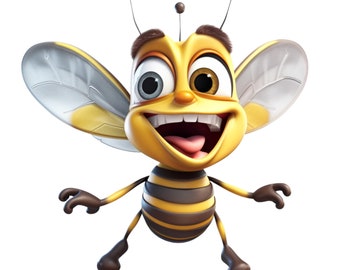 Funny Bee Stickers – Happy Cartoon Stickers for Kids Laptop Bottle Journal – Gift Idea for Nature and Insect Fans
