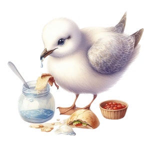 Pegatinas divertidas de gaviotas, pegatinas de pájaros humorísticos, decoración costera, gaviotas de acuarela, pegatinas de pájaros de dibujos animados, regalo de playa, pegatinas de vida marina