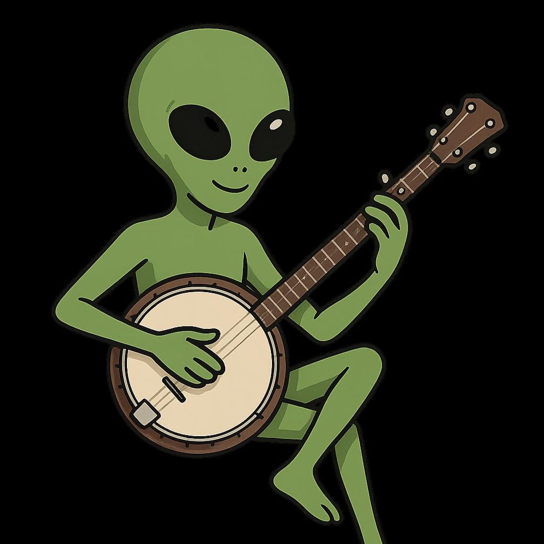 2X Alien Playing Banjo Sticker Outdoor Uv-resistant Vinyl Sticker Made ...