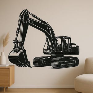 掘削機の壁ステッカー、建設車両ステッカー、子供部屋の壁、キャンピングカー、ノートパソコン、小さなビルダーやテクノロジーファンへのギフト