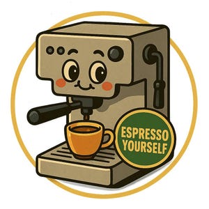 Autocollants Espresso Yourself | Autocollant de café amusant avec machine à café | Conception de barista nerd | Cadeau pour les amateurs de café