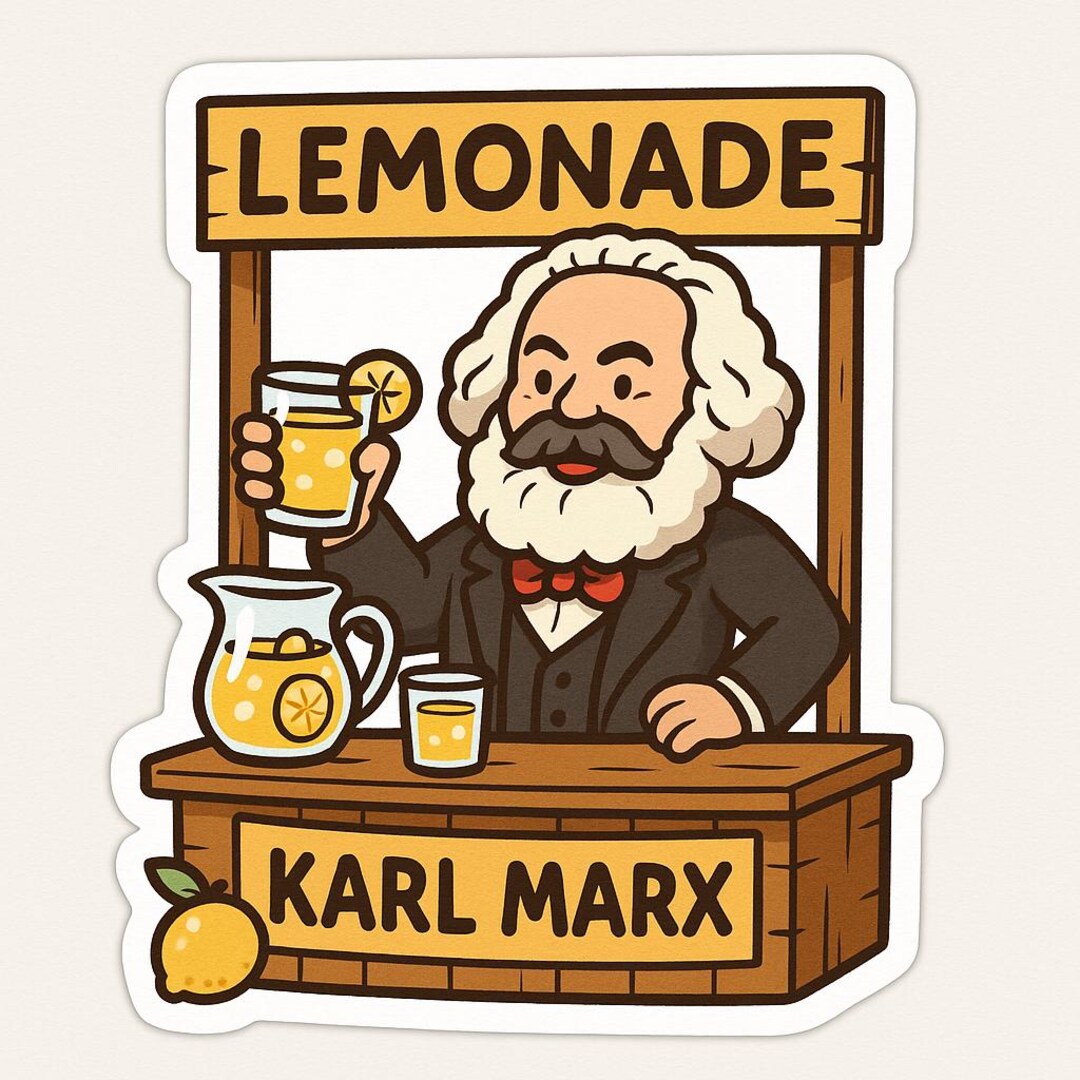 Karl Marx Sells Lemonade Sticker – Funny Car Sticker – Weatherproof ...