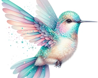 Hummingbird sticker, watercolor sticker with tropical bird motif, wall decal, car sticker, decoration, gift idea for nature lovers and bird lovers