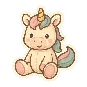 Adesivo di peluche a forma di unicorno, simpatico peluche a forma di fumetto, per laptop, auto e camper, regalo per bambini, appassionati di fantasy e amanti degli unicorni.