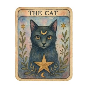 Adesivo de Tarô O Gato | Adesivo de carta de tarô de gato místico | Design Animal Espiritual | Ideia de presente para nerds de bruxa