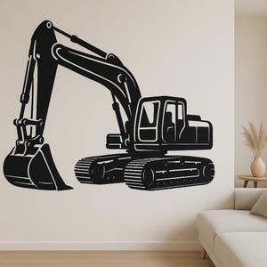 掘削機の壁ステッカー、建設車両ステッカー、子供部屋の壁、キャンピングカー、ノートパソコン、小さなビルダーやテクノロジーファンへのギフト