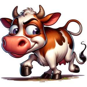 Lustiger Kuh Autoaufkleber, Exaggerated Funny Cow Sticker, Kuh Cartoon Aufkleber
