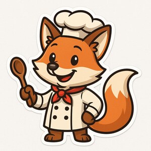 Adesivo "Volpe come chef" – adesivo divertente per auto – resistente alle intemperie, creativo – regalo per chef amatoriali, amanti degli animali e appassionati di cucina