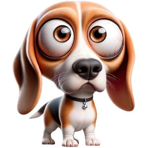 Expressive Beagle Wall Sticker – Cute Cartoon Dog with Big Eyes – Self-adhesive Wall Decoration for Baby & Children's Rooms