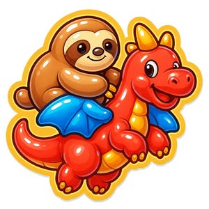 Sloth floating on a kite – Funny cartoon sticker – weatherproof – Gift for animal, leisure & humor fans