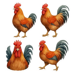 Hühnchen Sticker Set, Huhn Aufkleber, Bauernhof Tier, Landleben Deko, Hühnermotiv, Tiersticker, Hühnerfarm Geschenk, Bauernhof Sticker
