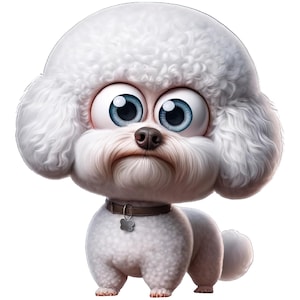 Pegatina de pared de perro blanco esponjoso más lindo | Pegatina de adorable cachorro de Bichón Frisé de dibujos animados | Regalo para amantes de las mascotas de Bigeye